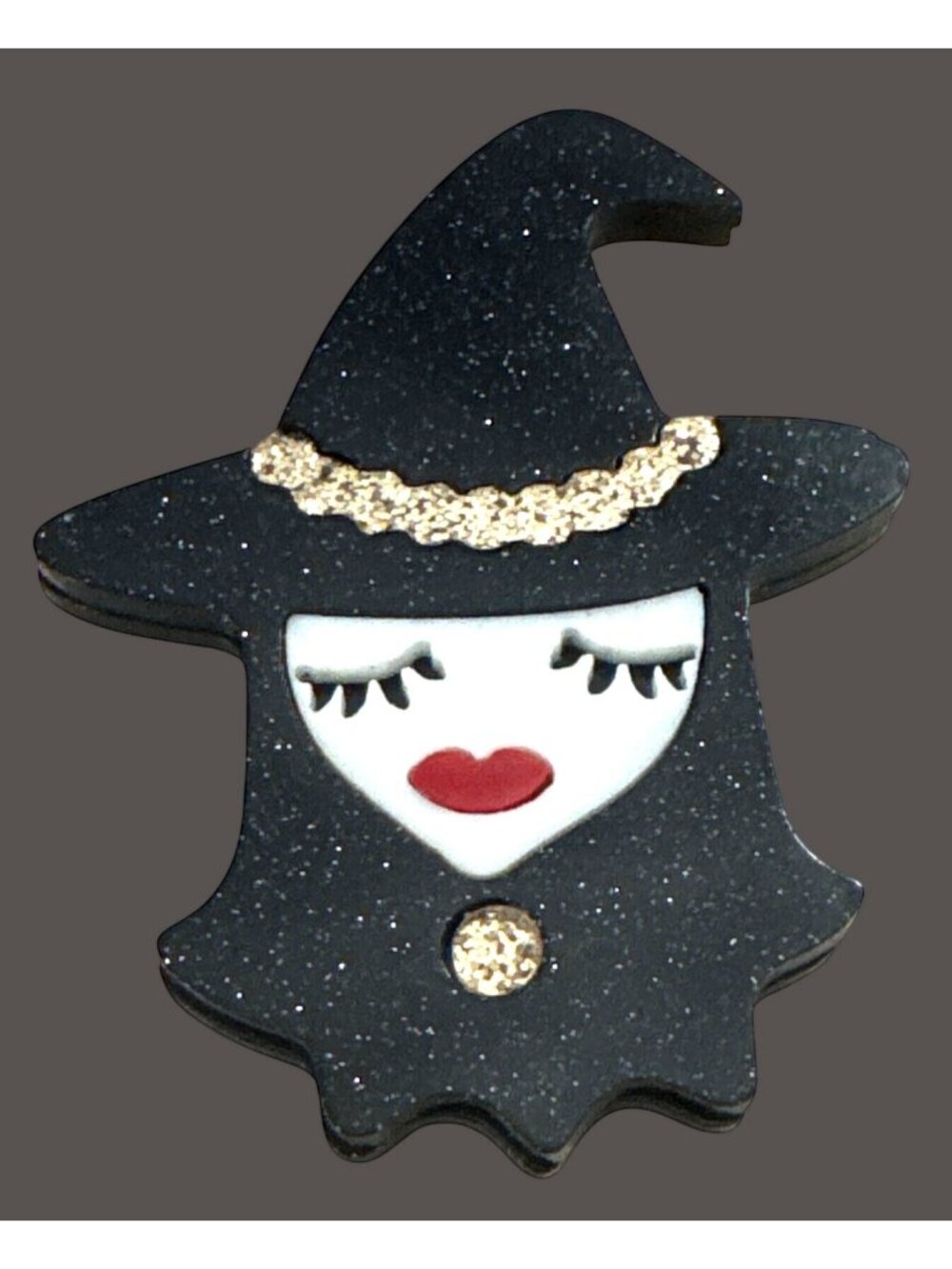 Halloween Witch Vintage Style Acrylic Brooch